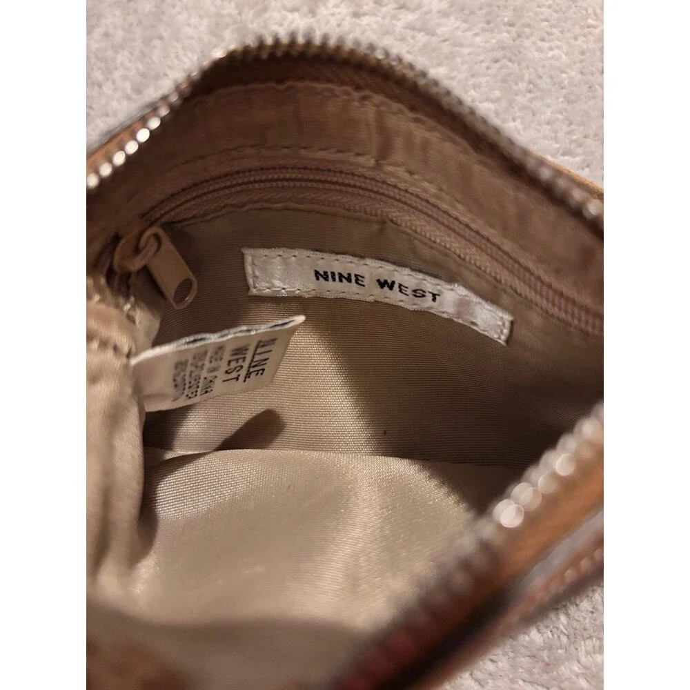 Vintage Y2K Nine West Beige Mini Pouch Wallet - Retro 2000s Coin Purse Clutch